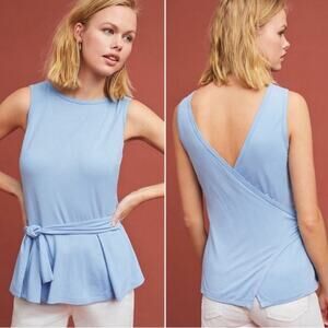 Ett twa by Anthropologie wrap top women’s size S blue cotton modal stretch basic